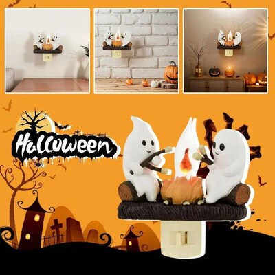 Halloween Ghost Campfire Fire Marshmallow Night Light Flicke