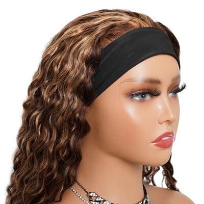 Headband Wigs Ombre Human Hair Water Wave Curly Headband Hum