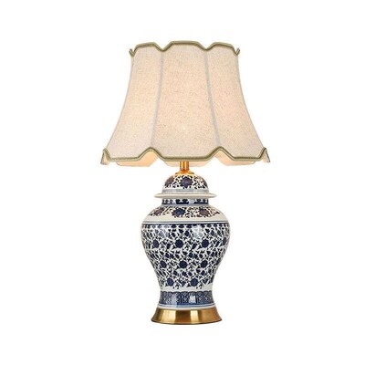 BERTH Modern Ceramics Table Lamp LED Dimming Chinese Blue An