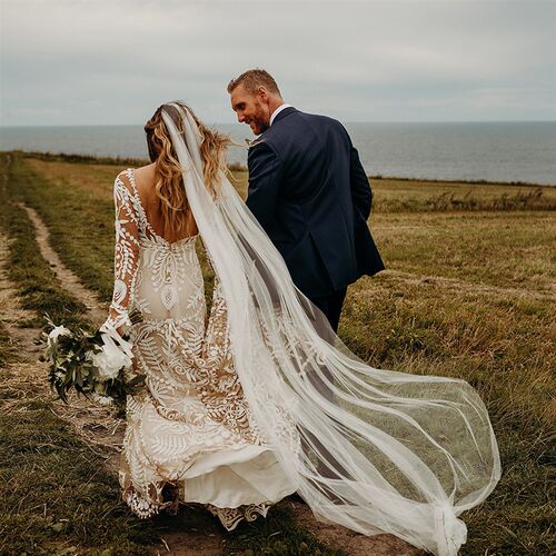 High Slit Beach V Neck Destination Wedding Dress Two Piece L