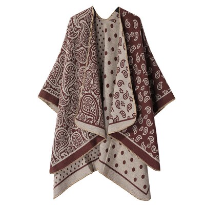Fall Winter Fashion DoubleSided Slit Shawl Thickening Patchw