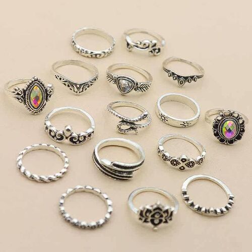 Fashion Flower Snake Leaf Lotus Cloud Crown Diamond Knuckle