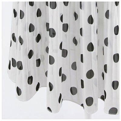 Womens Black White Tulle Polka Dot Chiffon Pleated Summer S