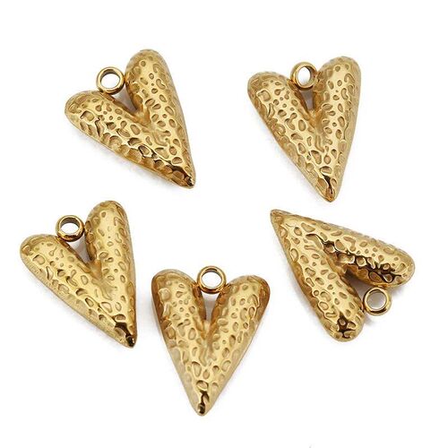 5pcs Stainless Steel Big Hole Love Heart Charms Pendants for