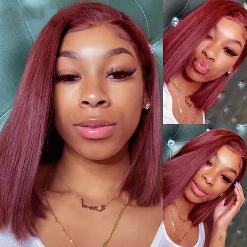 Burgundy Bob Lace Frontal Wig 1B 99J Ombre Lace Front Wigs F