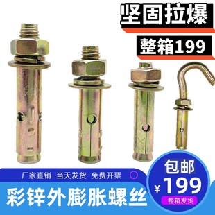 国标膨胀螺丝彩锌拉爆带孔膨胀爆炸螺丝镀锌膨胀mm8m10mm20