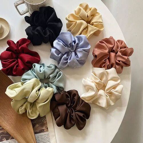 Women Silk Scrunchie Elastic Multicolor Hair Band tail Holde