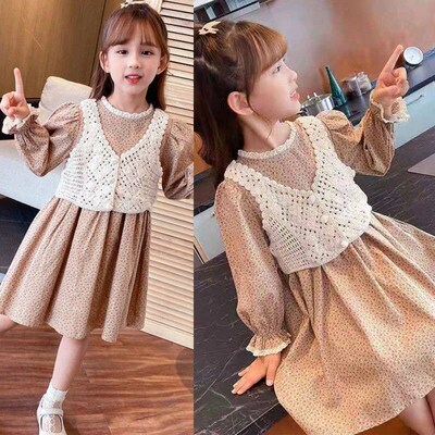Toddler Girls Vest Knitted Sweater Sleeveless Waistcoat Flow