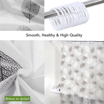 1 Shower Curtain With 12 Hooks, Waterproof And Moldy Shower
