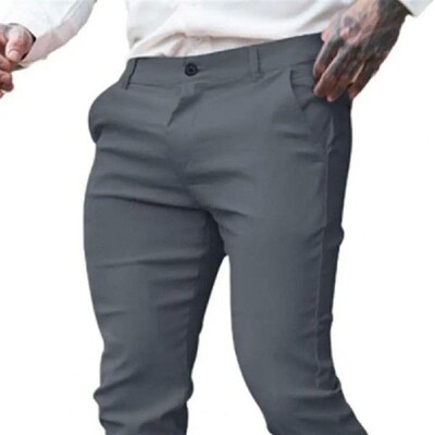 Men Formal Pants Classic Mid-rise Regular Fit Solid Color