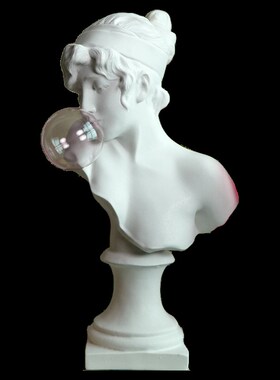 法式粉色吹泡泡少女底座雕塑人物摆件壁龛玄关柜艺术装饰大号cm