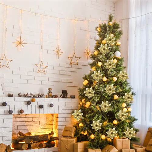 12PCS Artificial Flowers to Wear Clip Christmas Decorations,