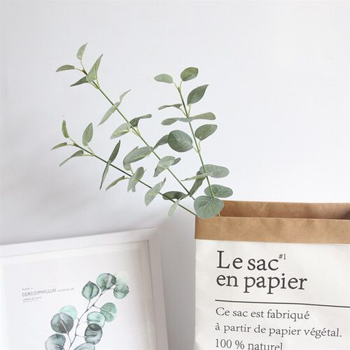 Artificial Leaves Branch Retro Green Silk Eucalyptus Leaf fo