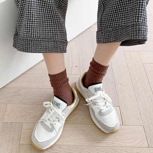3 Pairs Lot Women Socks Cotton Retro Crew Tube Solid Color W