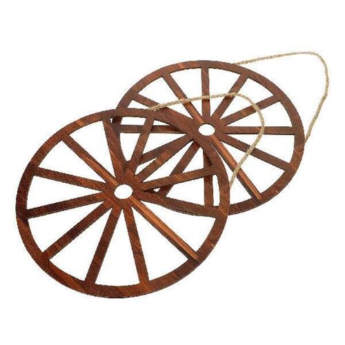 2 Pcs Wooden Wheel Decoration Versatile Wall Office