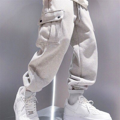 2025 Mens Casual Multipocket Loose Straight Thick Cuffed Pan
