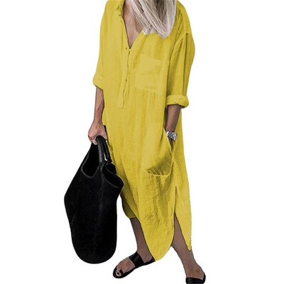 Shirt Dress for Women Linen Cotton Clothing  Spring Summer