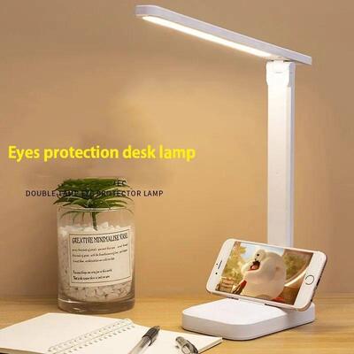 LED Touch Switch White Folding Desk Lamp Bedroom Bedside Stu