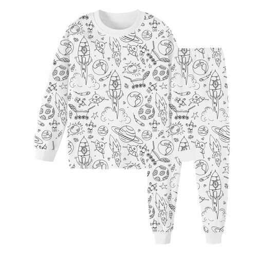 DIY Pajamas Kids Sketch Colorful Pajama Set Kids Art Color Y