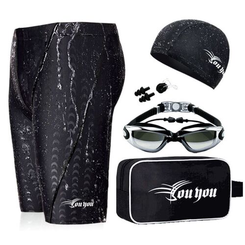 Mens swimming trunks swimming cap suit adult swim goggles