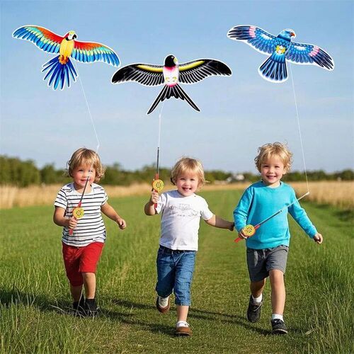 Mini Fishing Rod Kite for Kids Vivid Butterfly Swallow Parro
