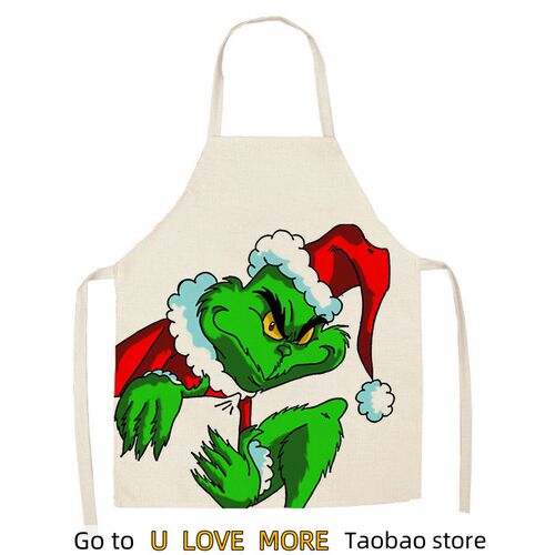 cartoon christmas green hair weird grinch apron womens apro