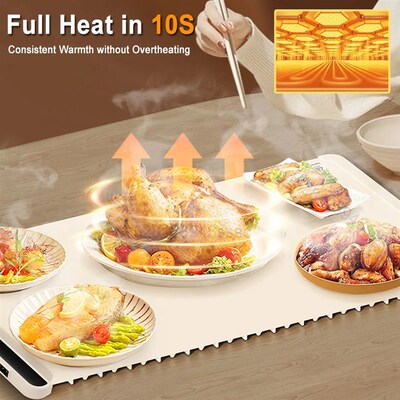 Electric Warming Tray Foldable Food Warmer Mat with 3 Tem Se