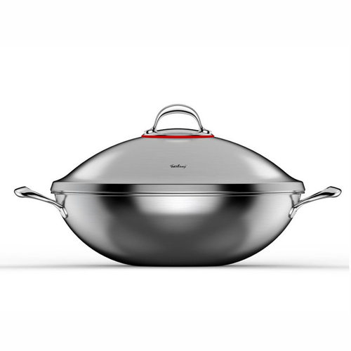 Stainless steel double ear frying pan super large capacity