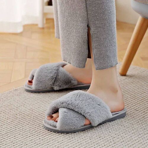 Winter Women House Slippers Faux Fur Fashion Warm Shoes Woma