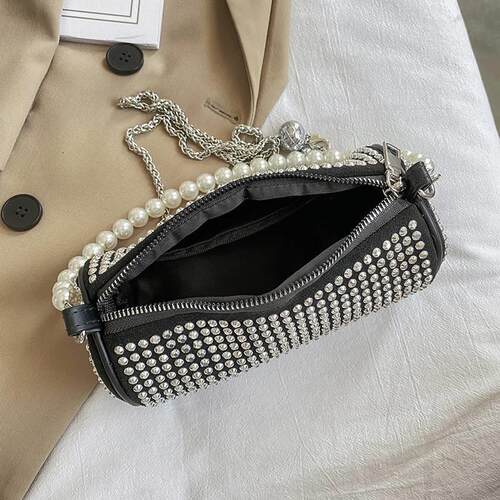 New tendy fashion hand-held cylinder bag full of diamonds un