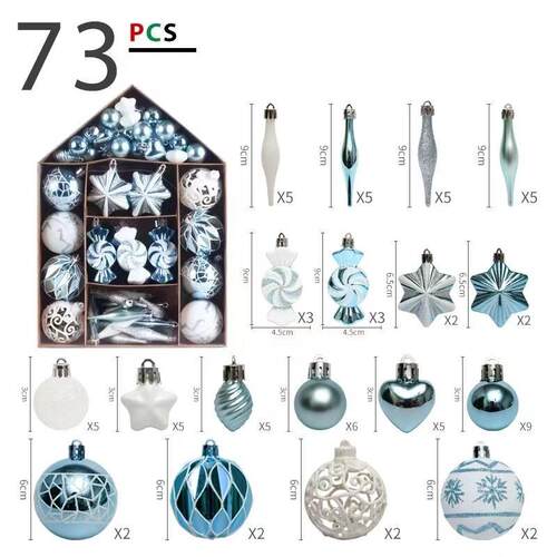 73PCS Christmas Decoration Ball Set 6CM/3CM Christmas Tree