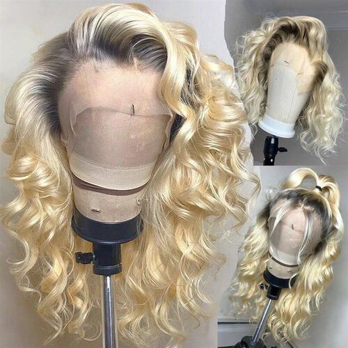 Blonde 13x6 lace frontal wig Human Hair Colored 613 blonde d