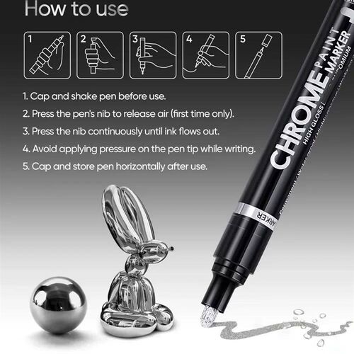 5/1pcs Chrome Pen Marker Mirror Waterproof Paint Repair For