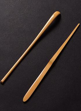 手工万目精磨玉竹茶拨茶针两件套 竹茶扒竹茶针 竹制茶勺茶道零配