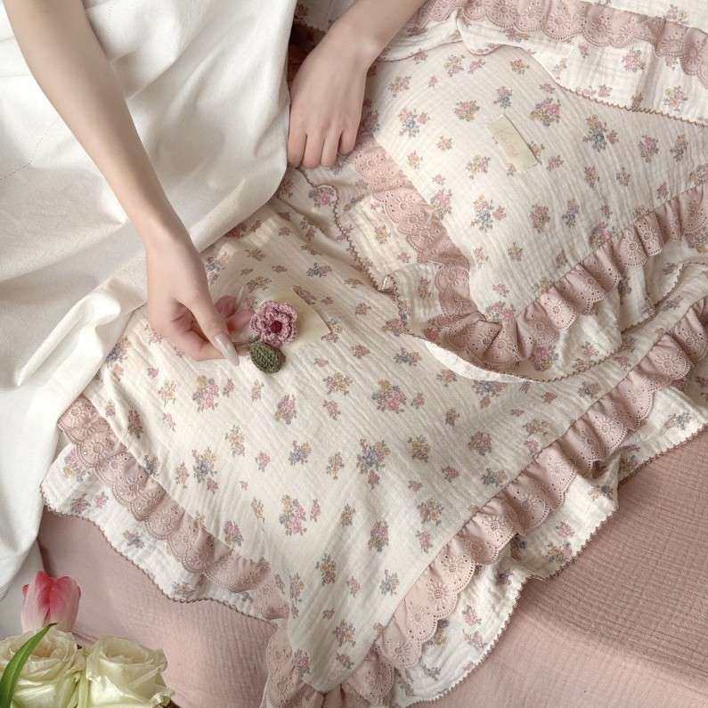 法式宽边纱布被套A类皱皱纱双层荷叶边碎花双人床全棉被罩四件套,3C数码配件,其它配件,淘宝优惠券,粉丝福利购,淘宝优惠卷