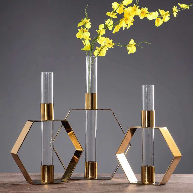 现代创意几何金属插花器简约软装饰品优雅玻璃管客厅桌面饰品摆件,3C数码配件,其它配件,淘宝优惠券,粉丝福利购,淘宝优惠卷