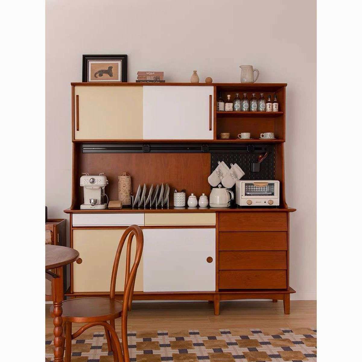 中古风实木餐边柜厨房靠墙一体柜多功能岩板复古茶水柜客厅咖啡柜,3C数码配件,其它配件,淘宝优惠券,粉丝福利购,淘宝优惠卷