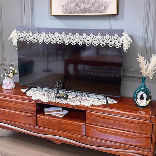 厂家透明网纱蕾丝电视盖巾高级感防尘罩电视机防尘电视柜盖布