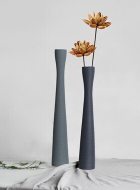 北欧细高长款拉插IZH丝创意摆间陶瓷花瓶客厅干花花装饰品样板软