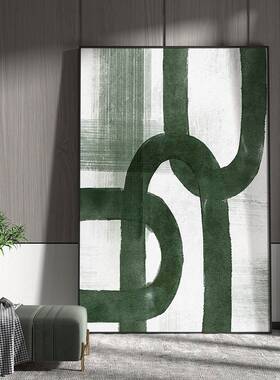 现客代轻奢厅玄关装画绿色EM-1533抽象墙线条饰交错背景壁大幅竖