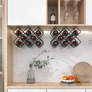 红酒架摆件轻奢架高葡F96S98S8档萄酒红格子架酒菱形格家用斜放酒