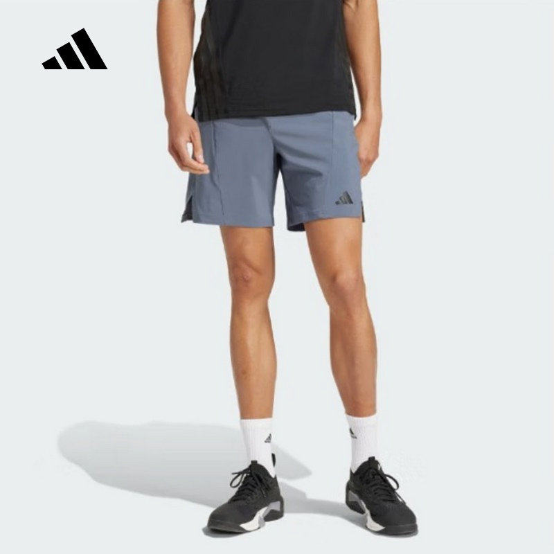 adidas阿迪达斯运动健身五分裤中裤夏男跑步梭织短裤 JI8136