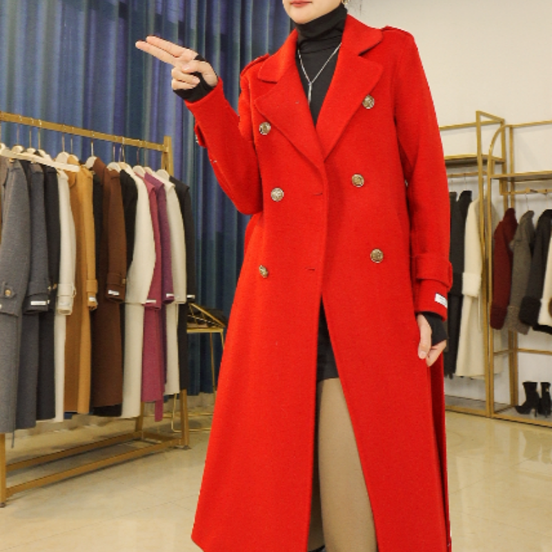 【25809】加肩袢袖口袢风衣长款西装领秋冬帅气保暖羊毛大衣