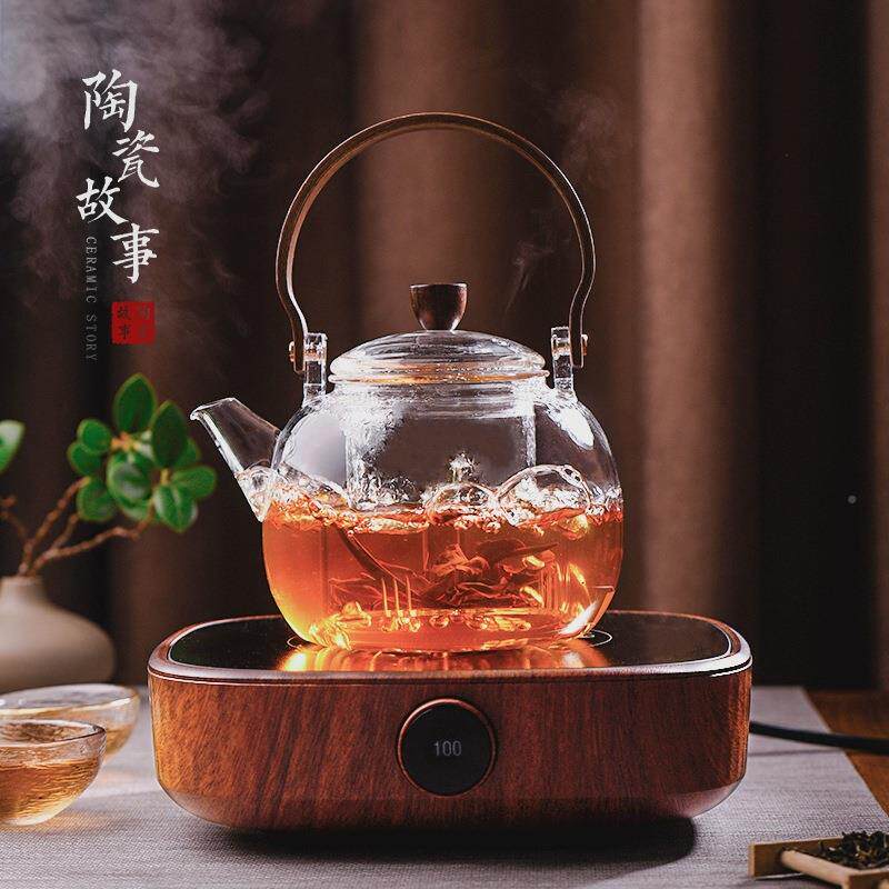 水蒸煮茶壶加厚耐高温玻璃烧壶家用茶壶明禅壶电陶炉泡煮茶套装