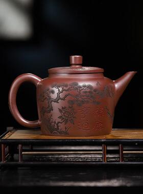 兴大容量砂壶紫家用原矿紫泥宜手工禄0鹿亨通8禄鹿亨通3毫升茶壶