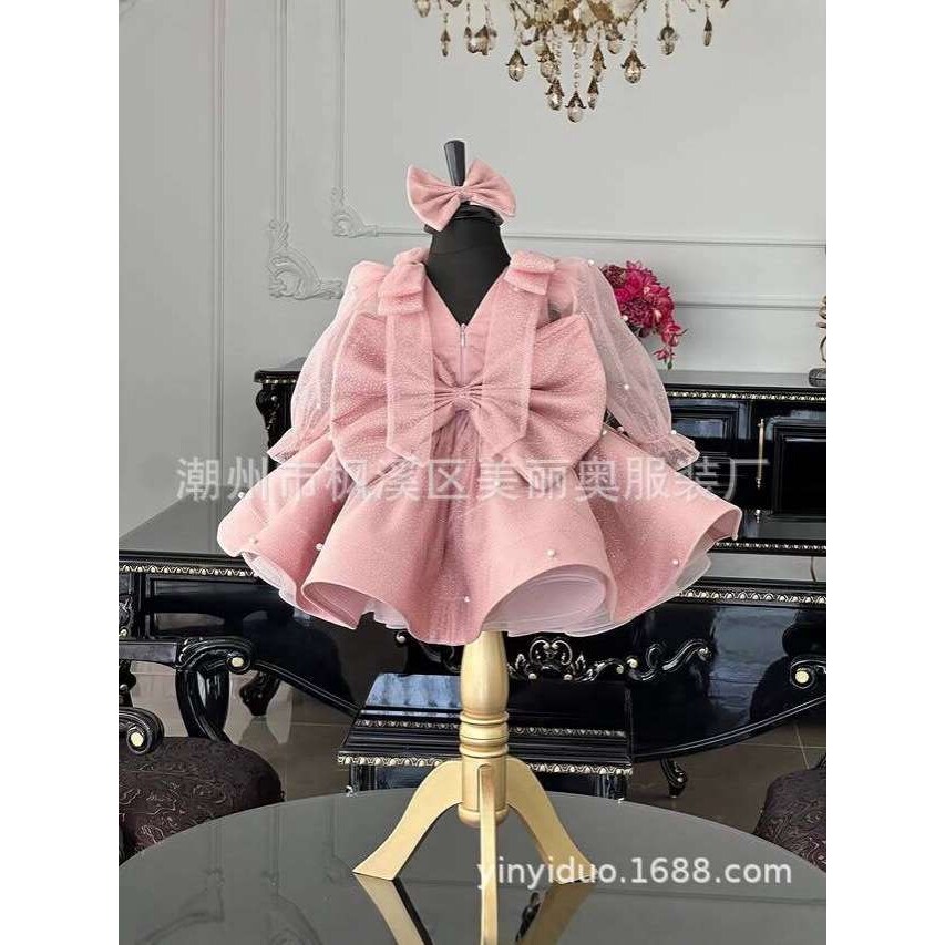 女童晚礼服轻奢小众高端花童婚礼小女孩礼服公主裙钢琴演奏表演服