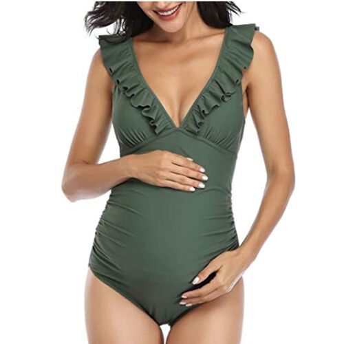 Women Tank Backless Maternity Swimsuit Letters Printed One P