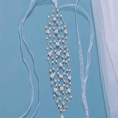 Pearl Headband Soft Chain Net Hairbands for Bride Wedding Pa