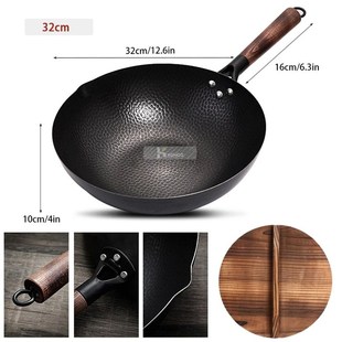 Konco Pure Iron wok cast iron pan Non-coated Pot General use