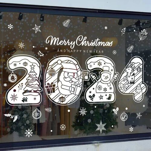 1Set Santa Claus Snowman Elk Window ers Snowflake Electrosta